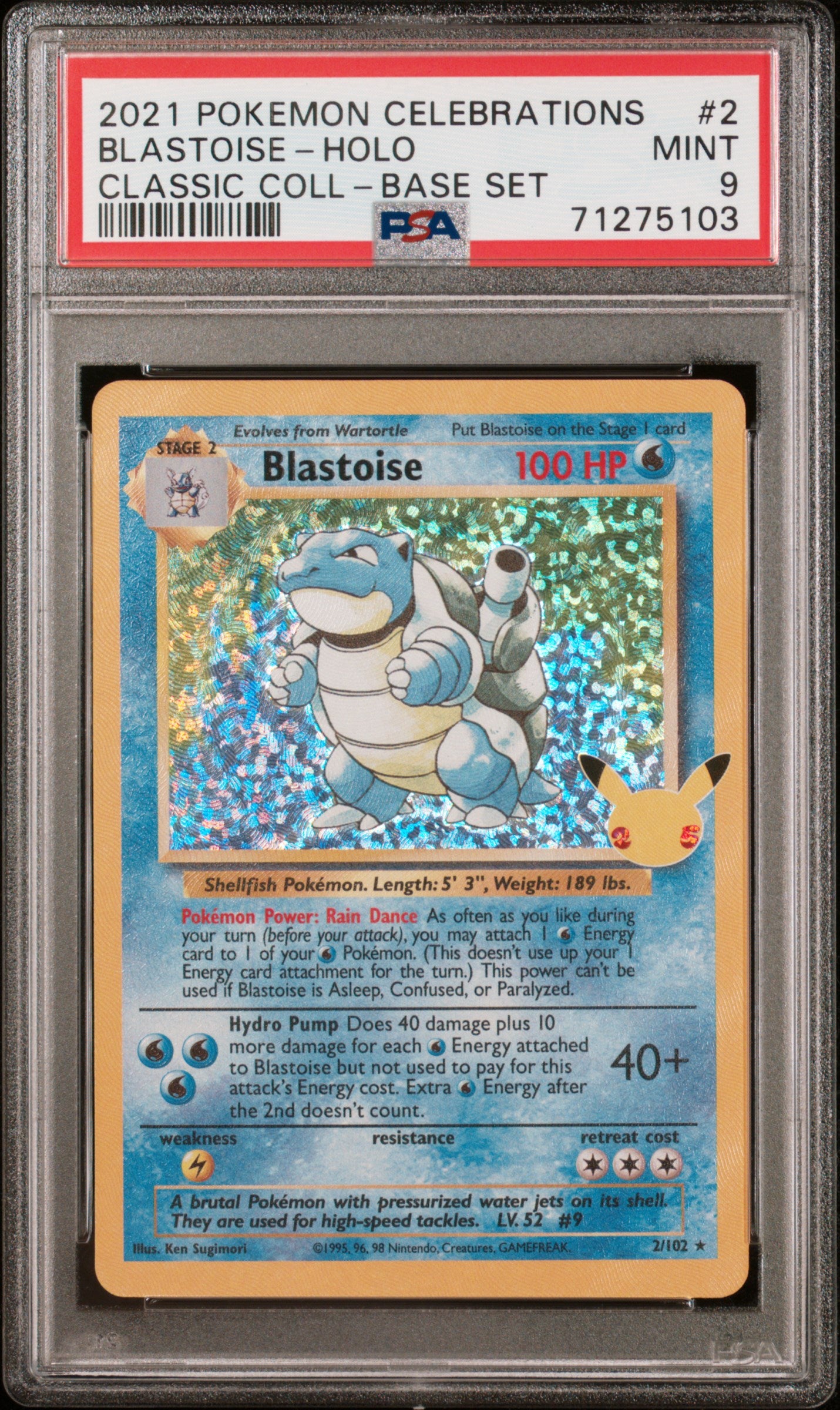 PSA MINT 9 - 2021 POKEMON CELEBRATIONS CLASSIC COLLECTION #2 BLASTOISE-HOLO CLASSIC COLL-BASE SET - PokéBox Australia