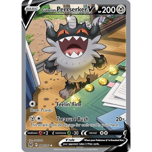 Galarian Perrserker V (Alternate Full Art) (184/196) (SWSH11: Lost Origin) - PokéBox Australia