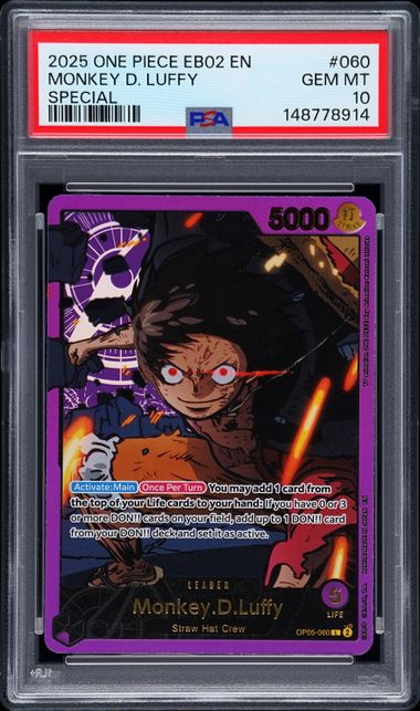 PSA GEM MT 10 - MONKEY D.LUFFY SPECIAL 2025 ONE PIECE EB02-EXTRA BOOSTER -ANIME 25TH COLLECTION - PokéBox Australia