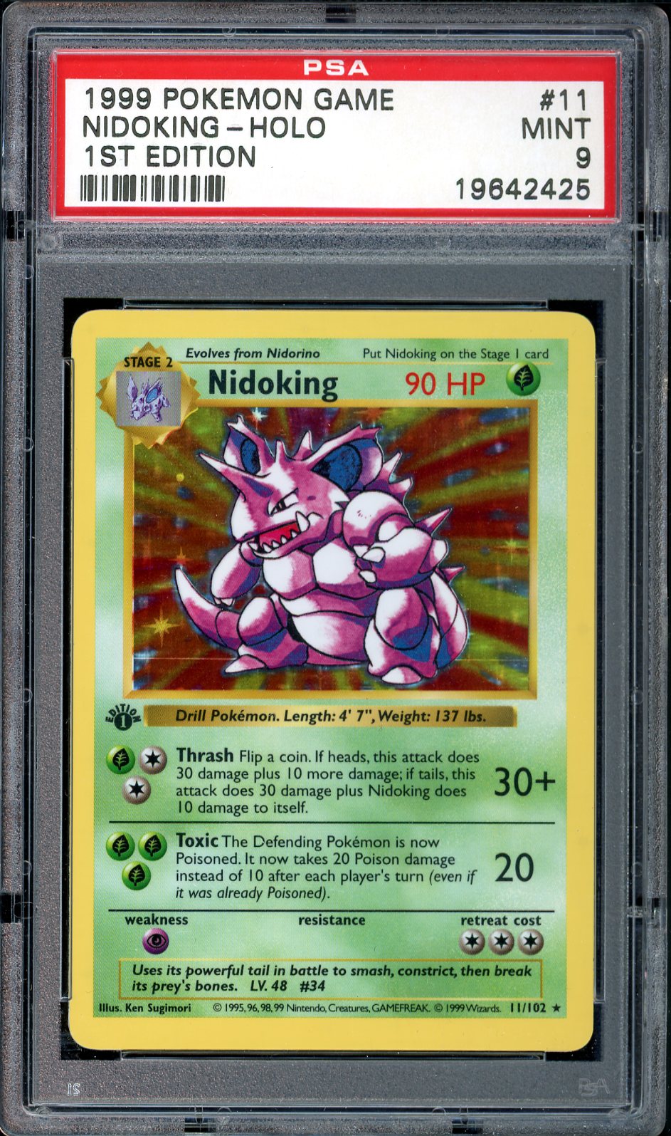 PSA MINT 9 - 1999 POKEMON BASE SET #11 NIDOKING-HOLO 1ST EDITION - PokéBox Australia