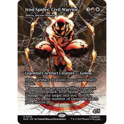 Iron Spider, Civil Warrior - Alibou, Ancient Witness (Borderless) (39) (Marvel Eternal - Legal) - PokéBox Australia