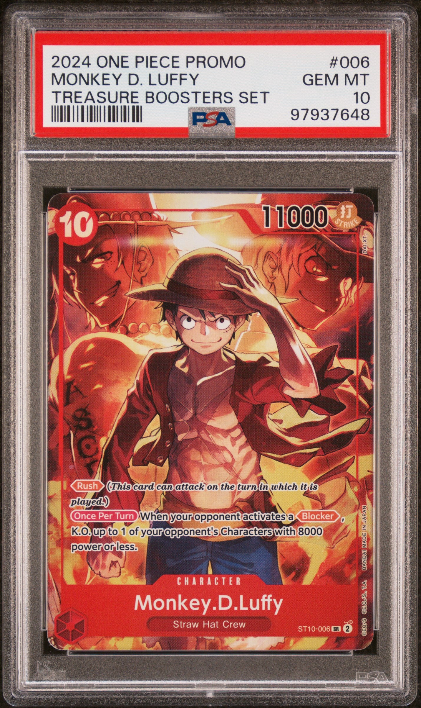 PSA GEM MT 10 - 2024 ONE PIECE PROMOS #006 MONKEY D. LUFFY TREASURE BOOSTERS SET - PokéBox Australia