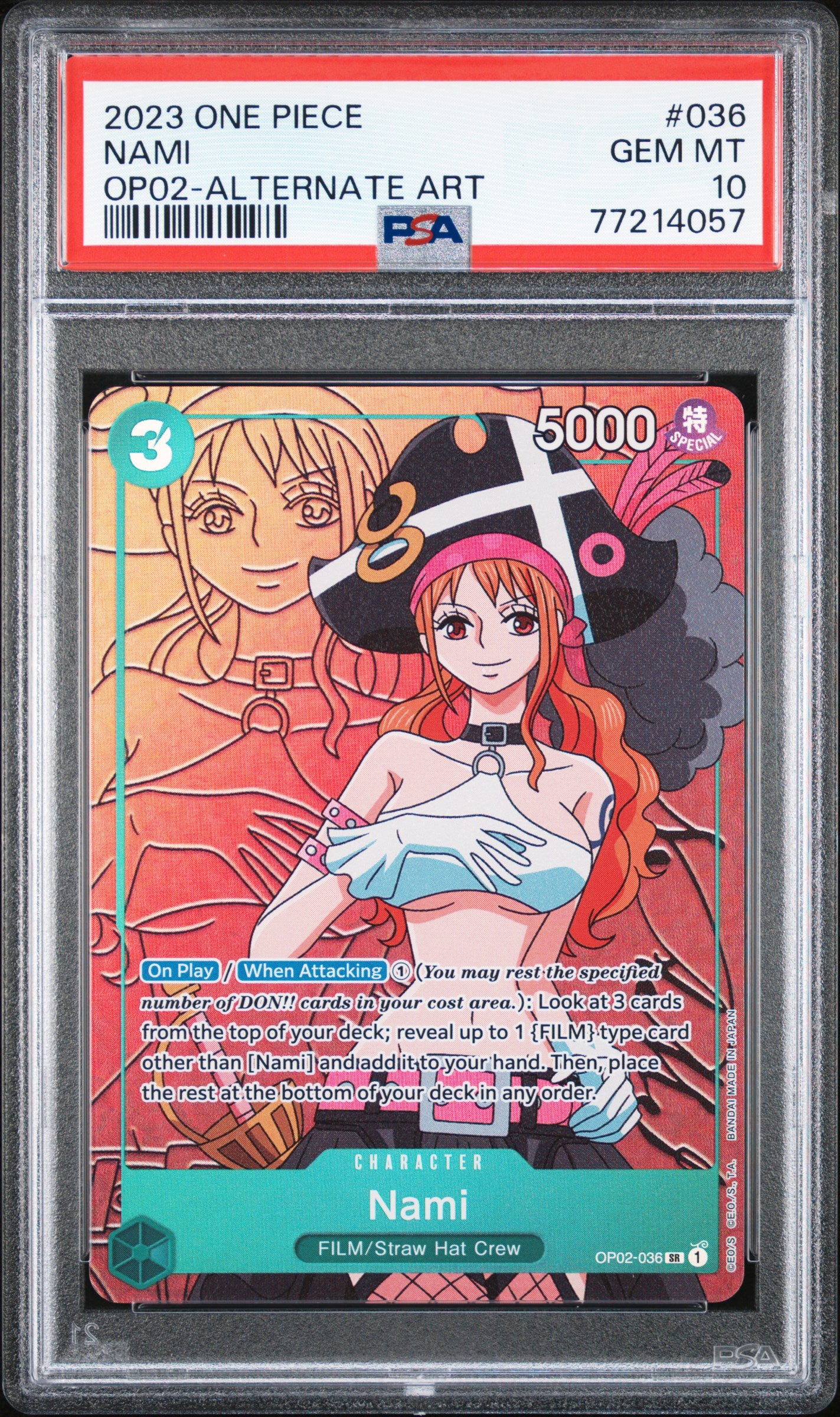 PSA GEM MT 10 - 2023 ONE PIECE OP02-PARAMOUNT WAR #036 NAMI ALTERNATE ART - PokéBox Australia