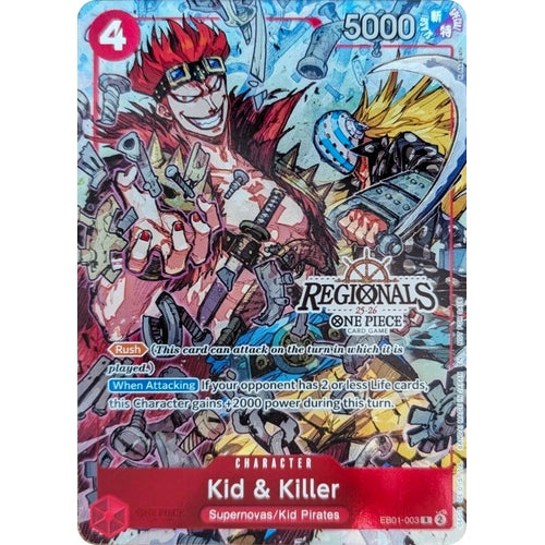 Kid & Killer (CS 25 - 26 Regionals Textured Chase Promo) (EB01 - 003) (One Piece Promotion Cards) - PokéBox Australia