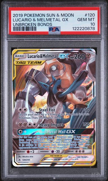 LUCARIO & MELMETAL GX UNBROKEN BONDS 2019 POKEMON SUN & MOON UNBROKEN BONDS PSA GEM MT 10 - PokéBox Australia