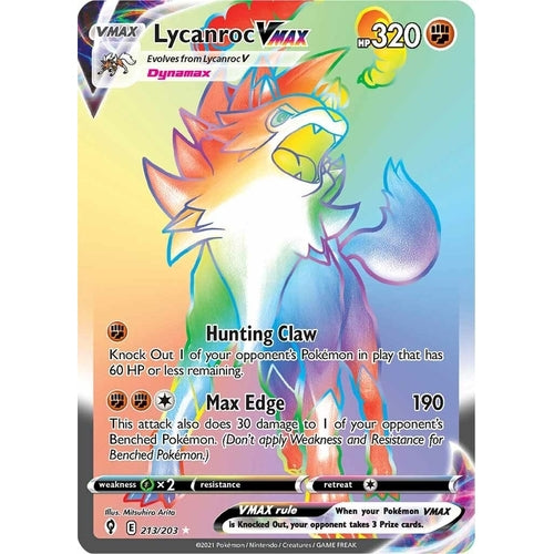 Lycanroc VMAX (Secret) (213/203) (SWSH07: Evolving Skies) - PokéBox Australia
