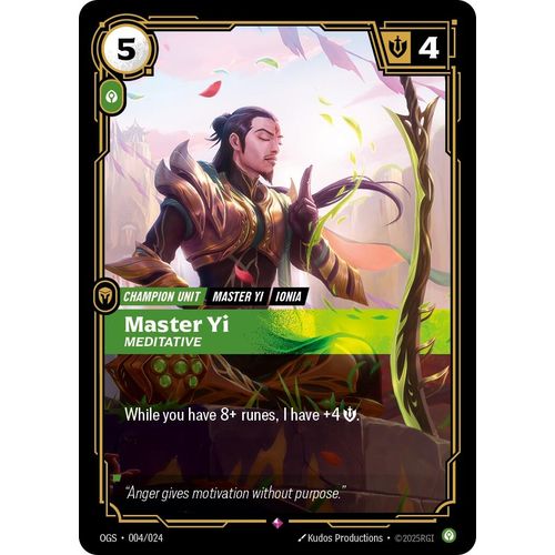 Master Yi - Meditative (004/024) (Origins: Proving Grounds) - PokéBox Australia