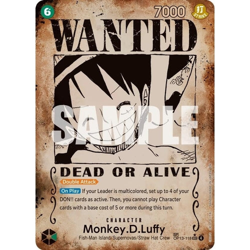 Monkey.D.Luffy (118) (Wanted Poster) (OP13 - 118) (Carrying On His Will) - PokéBox Australia
