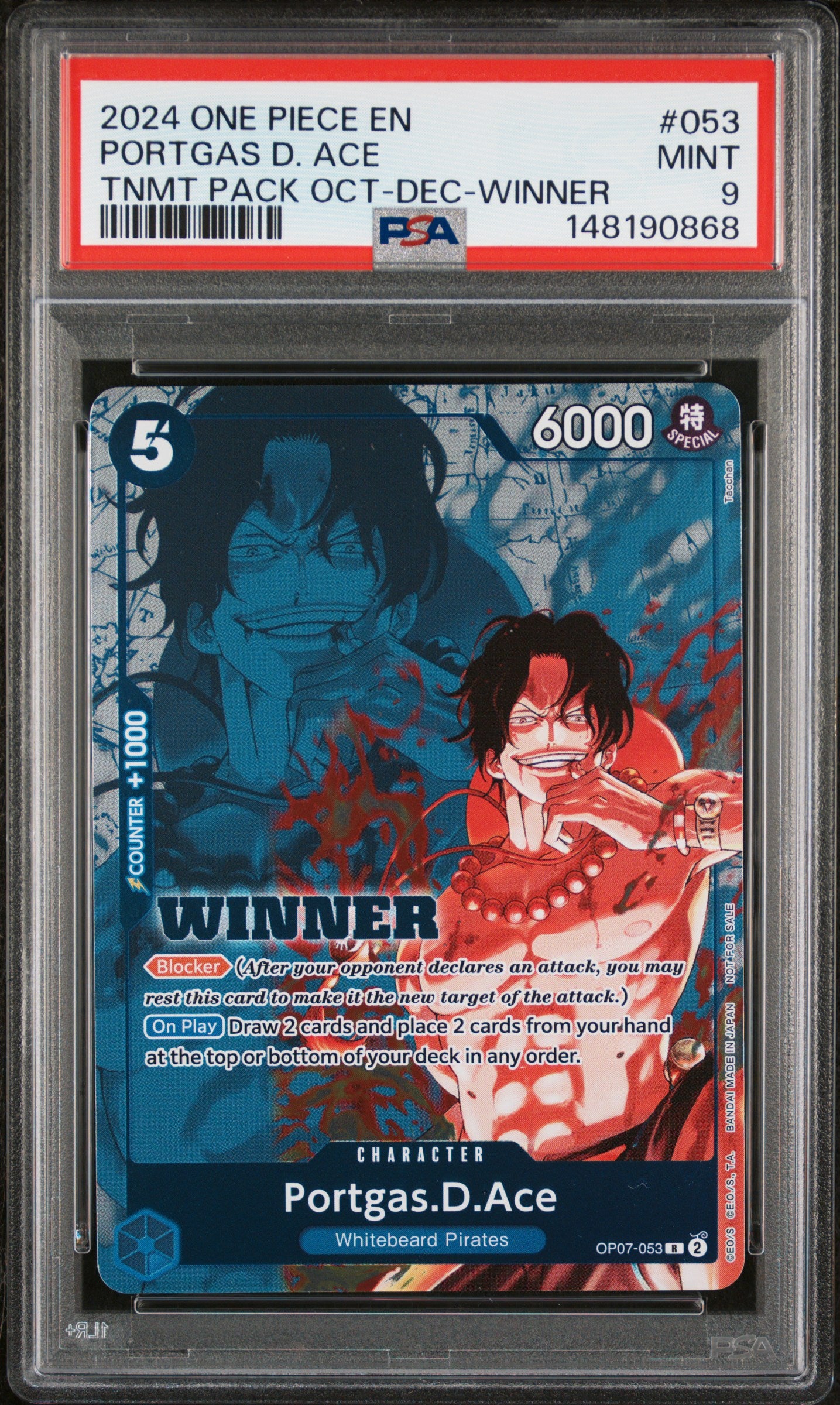 PSA MINT 9 - 2024 ONE PIECE TOURNAMENT PACK OCTOBER-DECEMBER #053 PORTGAS D. ACE TNMT PACK OCT-DEC-WINNER - PokéBox Australia