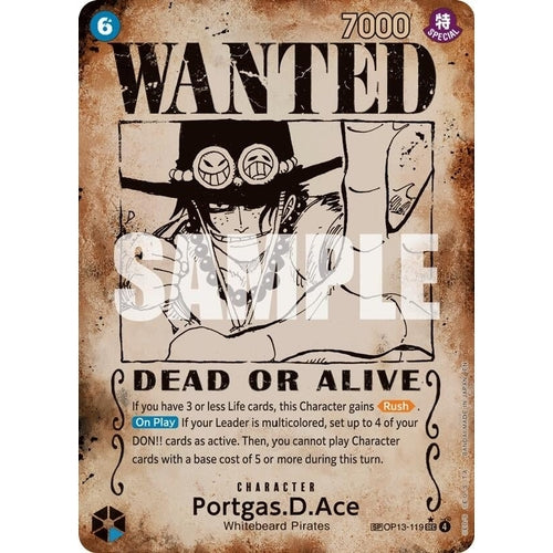 Portgas.D.Ace (119) (Wanted Poster) (OP13 - 119) (Carrying On His Will) - PokéBox Australia