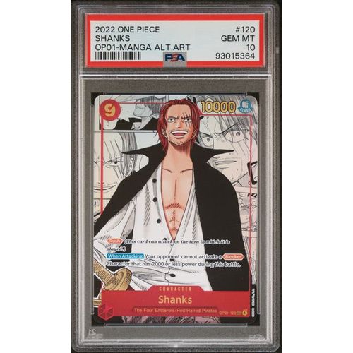 PSA 10 Shanks Manga Alternate Art OP01-120 - 2022 One Piece Card Game