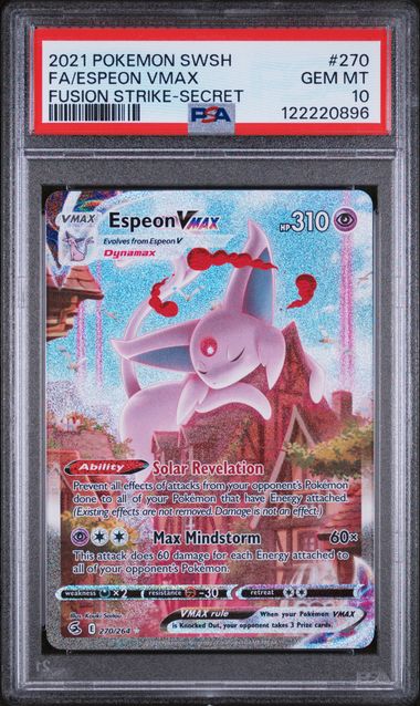 PSA GEM MT 10 - 2021 POKEMON SWORD & SHIELD FUSION STRIKE 270 FA/ESPEON VMAX FUSION STRIKE - SECRET - PokéBox Australia