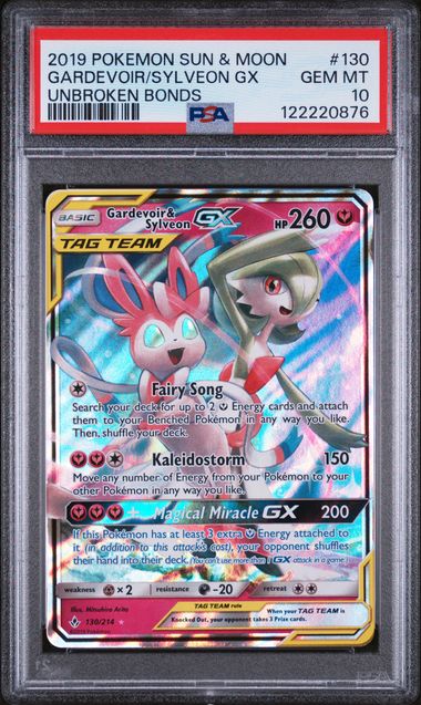 PSA GEM MT 10 - GARDEVOIR/SYLVEON GX UNBROKEN BONDS 2019 POKEMON SUN & MOON UNBROKEN BONDS - PokéBox Australia