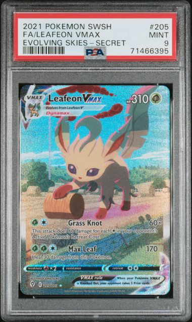 PSA MINT 9 - 2021 POKEMON SWORD & SHIELD EVOLVING SKIES 205 FA/LEAFEON VMAX EVOLVING SKIES - SECRET - PokéBox Australia
