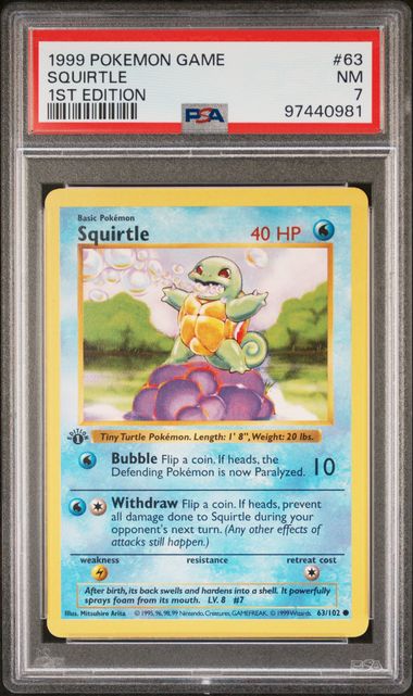 PSA NM 7 - SQUIRTLE 1ST EDITION 1999 POKEMON GAME - PokéBox Australia