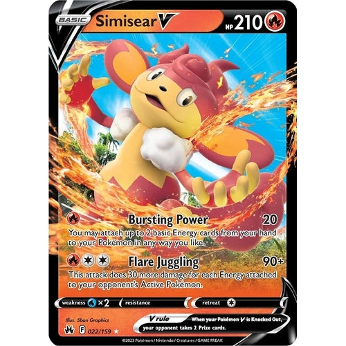 Simisear V (022/159) (Crown Zenith) - PokéBox Australia