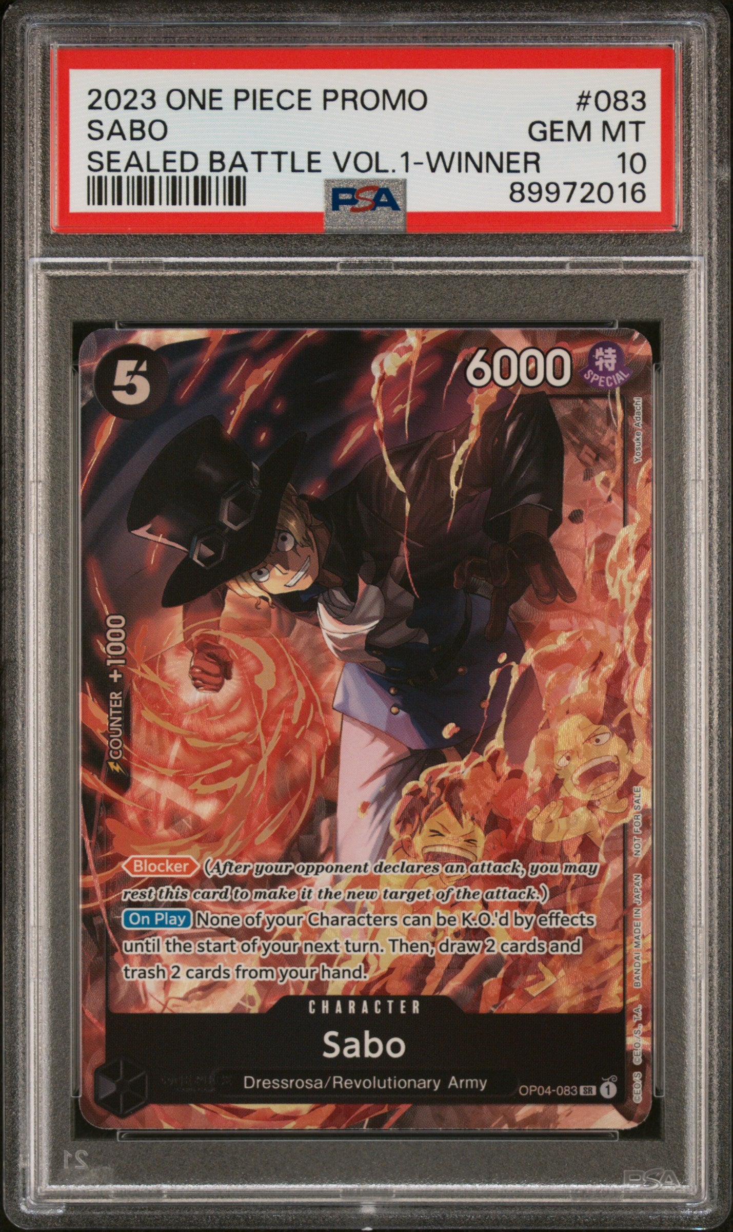 PSA GEM MT 10 - 2023 ONE PIECE PROMOS #083 SABO SEALED BATTLE VOL.1-WINNER - PokéBox Australia