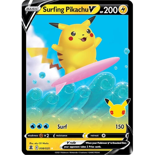 Surfing Pikachu V (008/025) (Celebrations) - PokéBox Australia