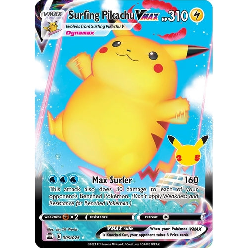 Surfing Pikachu VMAX (009/025) (Celebrations) - PokéBox Australia