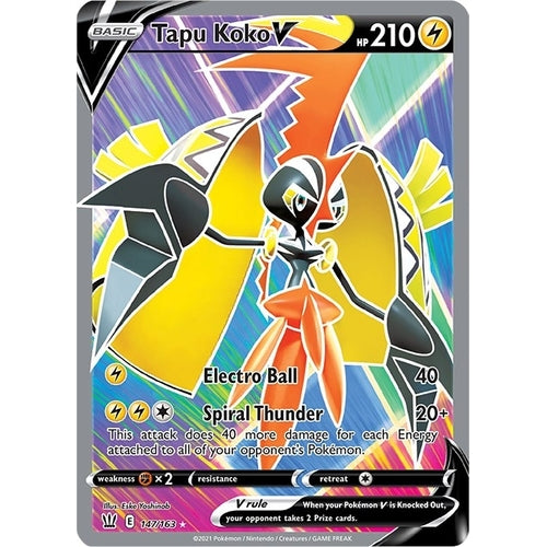 Tapu Koko V (Full Art) (147/163) (SWSH05: Battle Styles) - PokéBox Australia
