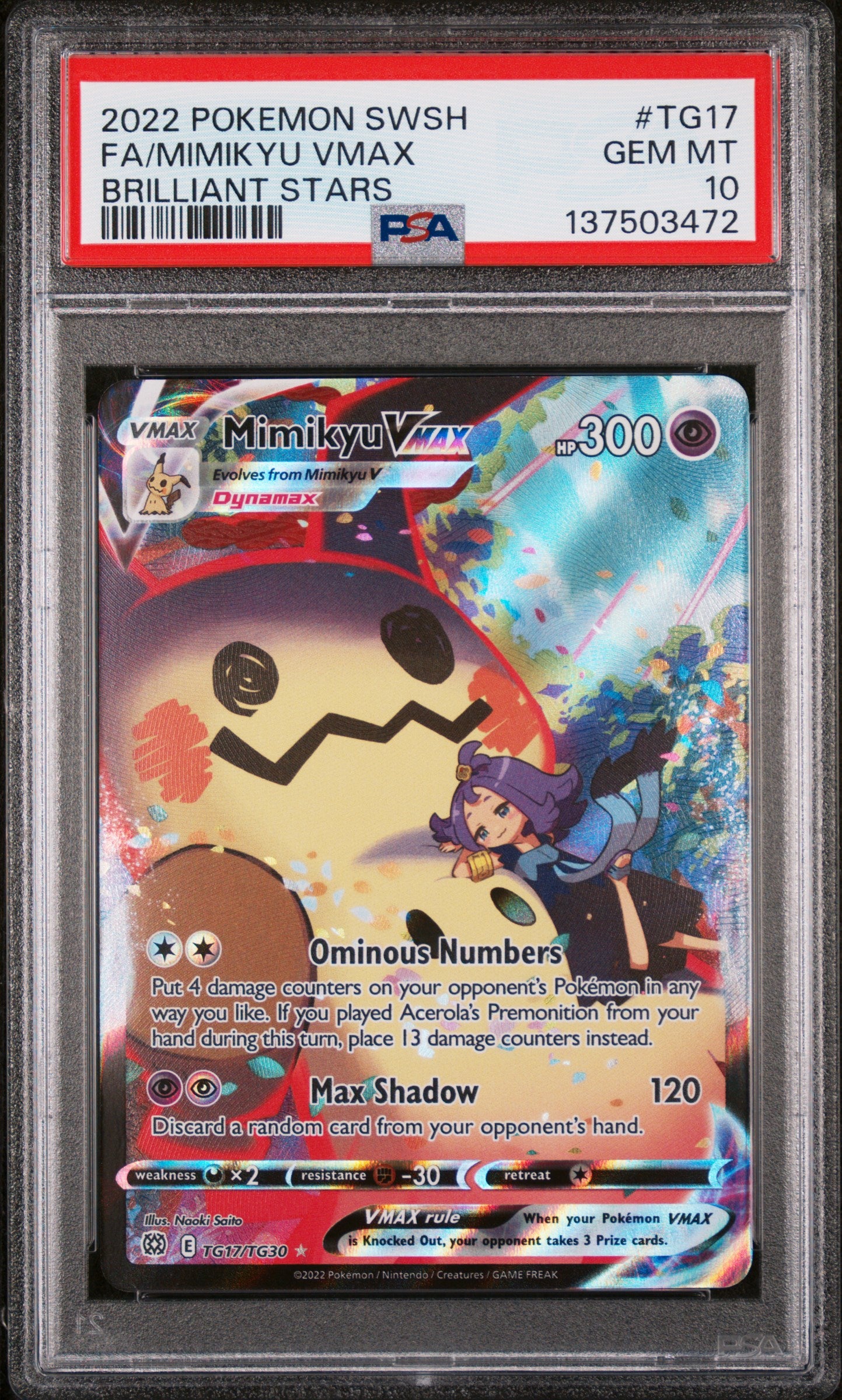PSA GEM MT 10 - FA/MIMIKYU VMAX BRILLIANT STARS 2022 POKEMON SWORD & SHIELD BRILLIANT STARS - PokéBox Australia