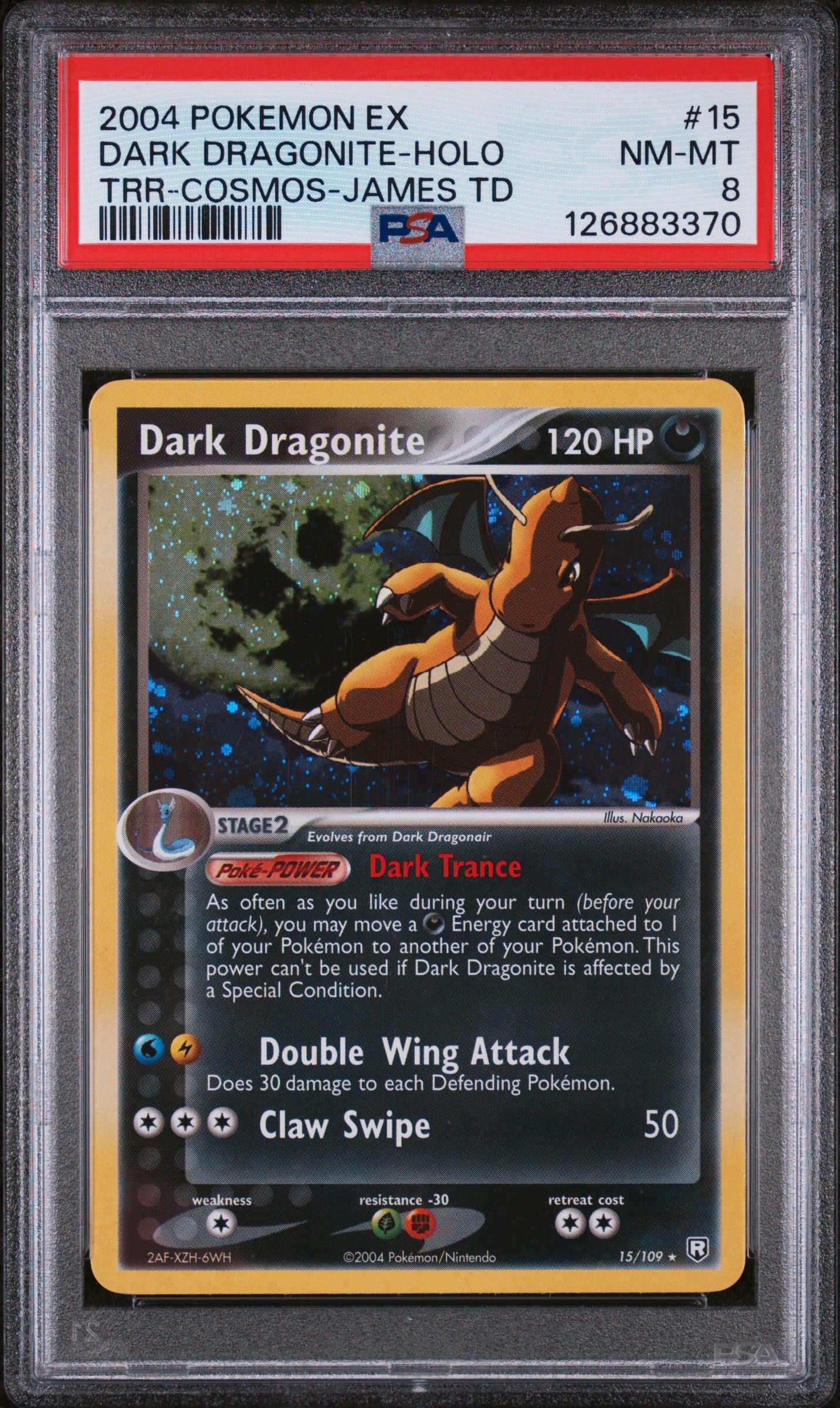 DARK DRAGONITE-HOLO TRR-COSMOS-JAMES TD 2004 POKEMON EX TEAM ROCKET RETURNS PSA NM-MT 8 - PokéBox Australia