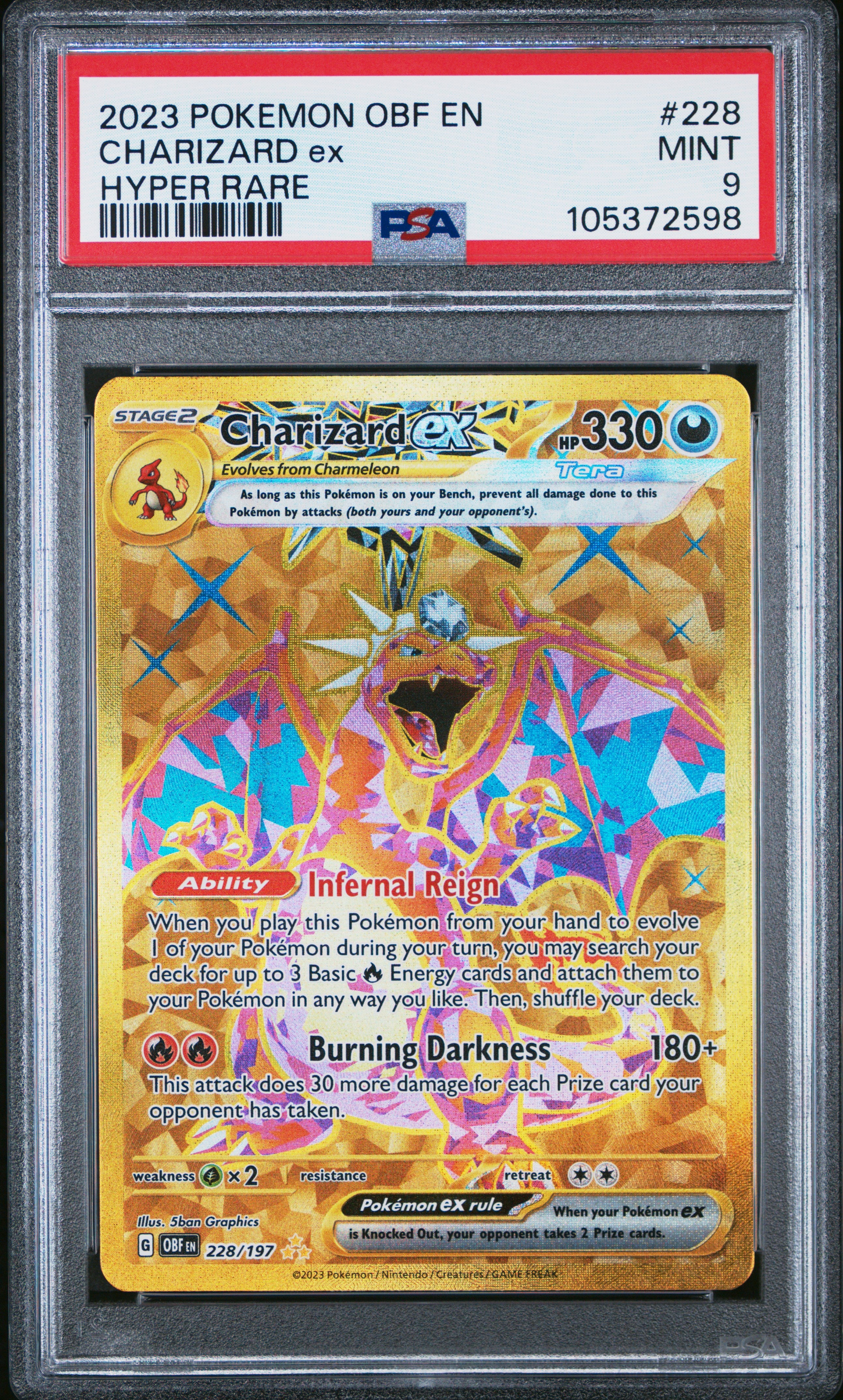 PSA MINT 9 - 2023 POKEMON OBF EN-OBSIDIAN FLAMES #228 CHARIZARD ex HYPER RARE - PokéBox Australia