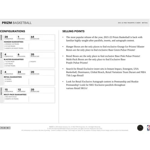 PANINI 2021 - 22 NBA Prizm Basketball Blaster - PokéBox Australia