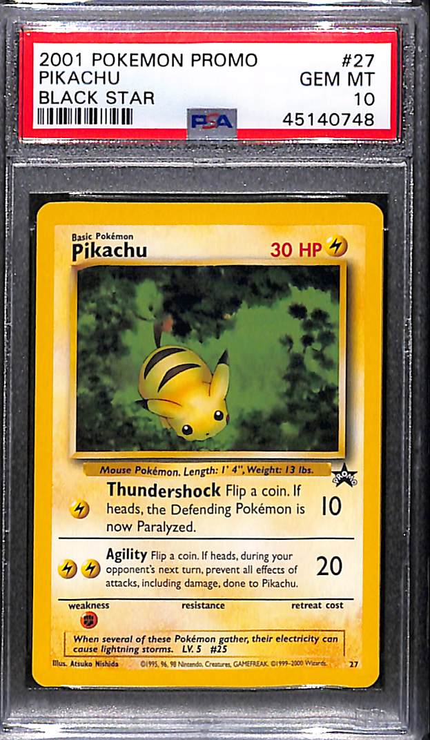 PSA 10 Pikachu #27- 2001 Pokemon Black Star Promo #0748