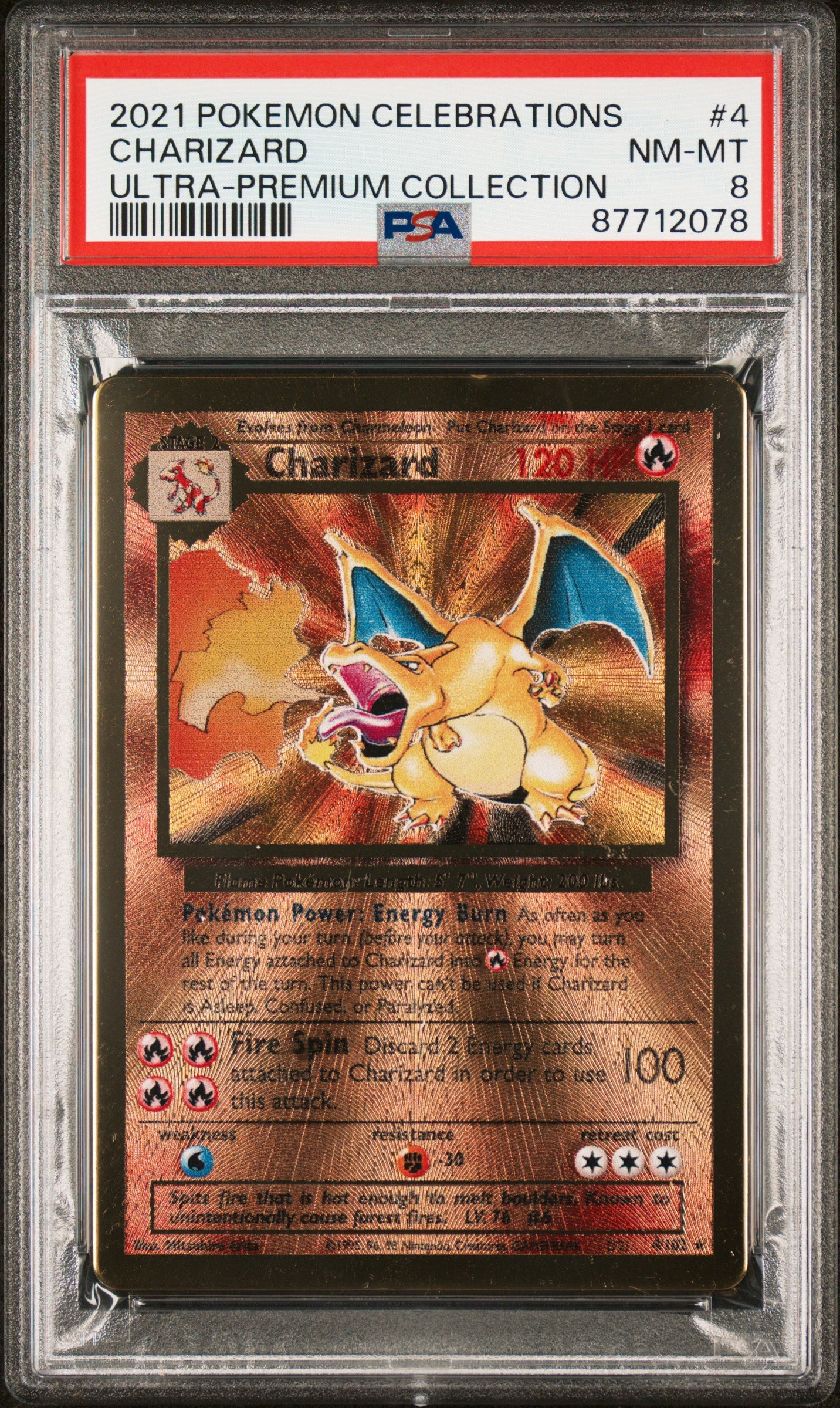 PSA NM-MT 8 - 2021 POKEMON CELEBRATIONS ULTRA-PREMIUM COLLECTION #4 CHARIZARD ULTRA-PREMIUM COLLECTION - PokéBox Australia