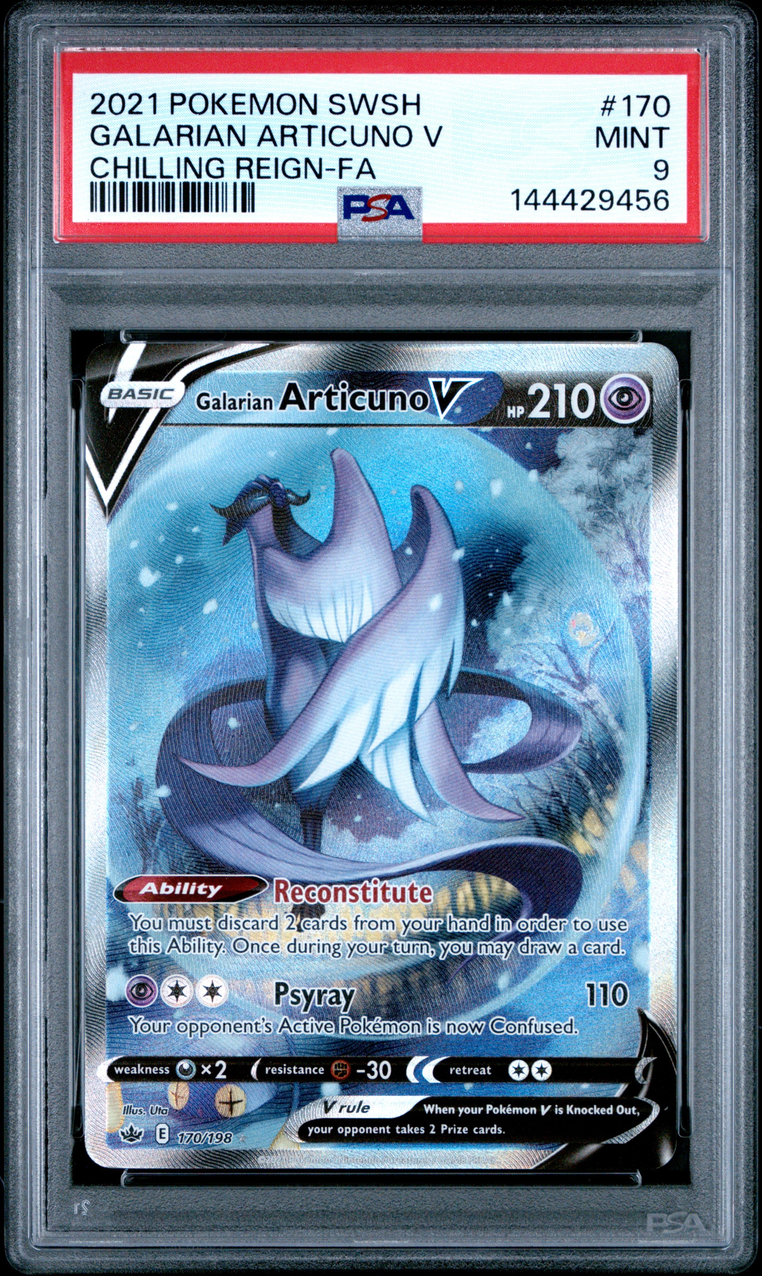 PSA MINT 9 - 2021 POKEMON SWORD & SHIELD CHILLING REIGN #170 GALARIAN ARTICUNO V CHILLING REIGN-FA - PokéBox Australia