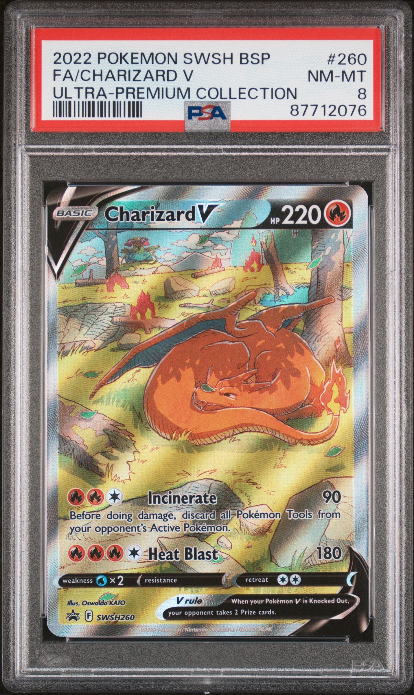 PSA NM-MT 8 - 2022 POKEMON SWSH BLACK STAR PROMO #260 FA/CHARIZARD V ULTRA-PREMIUM COLLECTION - PokéBox Australia