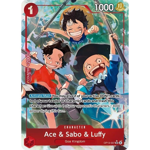 Ace & Sabo & Luffy (Alternate Art) (OP13-007) (Carrying On His Will) - PokéBox Australia