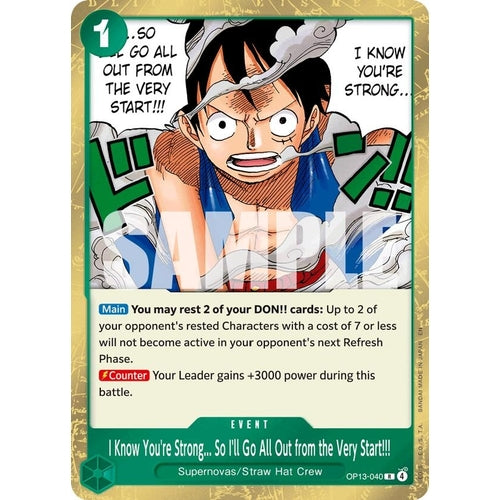 I Know You're Strong... So I'll Go All Out from the Very Start!!! (OP13-040) (Carrying On His Will) - PokéBox Australia