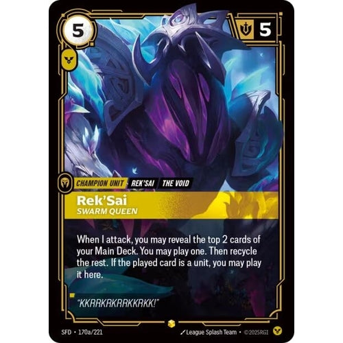 Image for Rek'Sai - Swarm Queen (Alternate Art) (170a/221) (Spiritforged) - Riftbound: League of Legends Trading Card Game