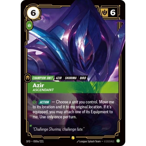 Image for Azir - Ascendant (Alternate Art) (050a/221) (Spiritforged) - Riftbound: League of Legends Trading Card Game