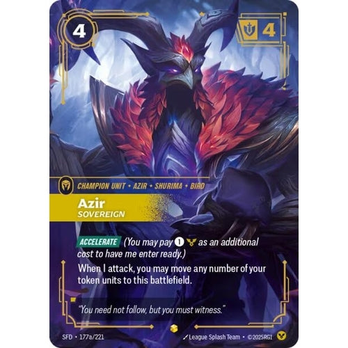 Image for Azir - Sovereign (Alternate Art) (177a/221) (Spiritforged) - Riftbound: League of Legends Trading Card Game