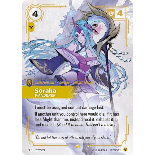 Image for Soraka - Wanderer (Overnumbered) (239/221) (Spiritforged) - Riftbound: League of Legends Trading Card Game
