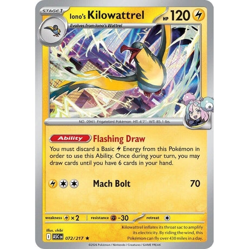 Image for Iono's Kilowattrel (072/217) (ME: Ascended Heroes) - Pokemon