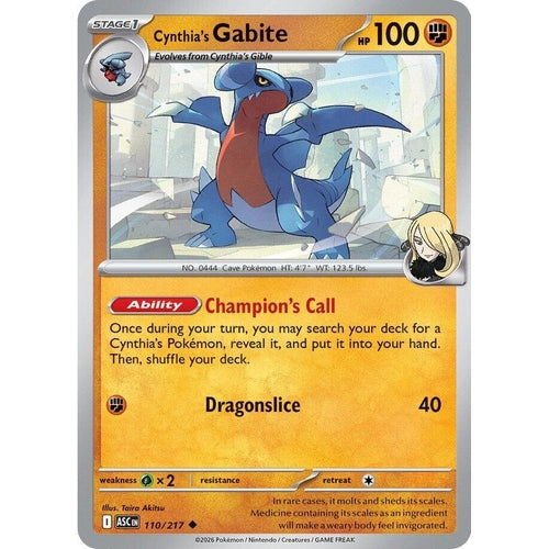 Image for Cynthia's Gabite (110/217) (ME: Ascended Heroes) - Pokemon