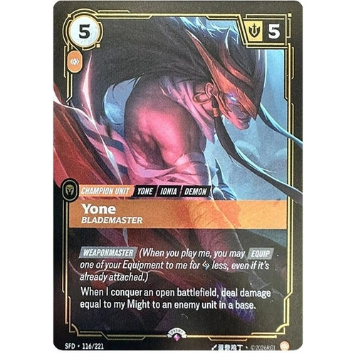Image for Yone - Blademaster (116/221) (Riftbound Organized Play Promotional Cards) - Riftbound: League of Legends Trading Card Game