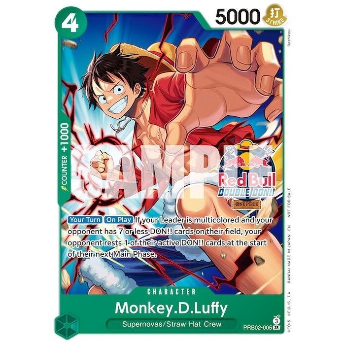 Image for Monkey.D.Luffy (Red Bull Double Don!!) (PRB02-005) (One Piece Promotion Cards) - One Piece Card Game