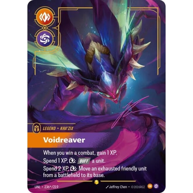 Image for Kha'Zix - Voidreaver (Signature) (236*/219) (Unleashed) - Riftbound: League of Legends Trading Card Game
