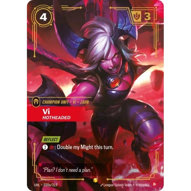 Image for Vi - Hotheaded (Alternate Art) (030a/219) (Unleashed) - Riftbound: League of Legends Trading Card Game