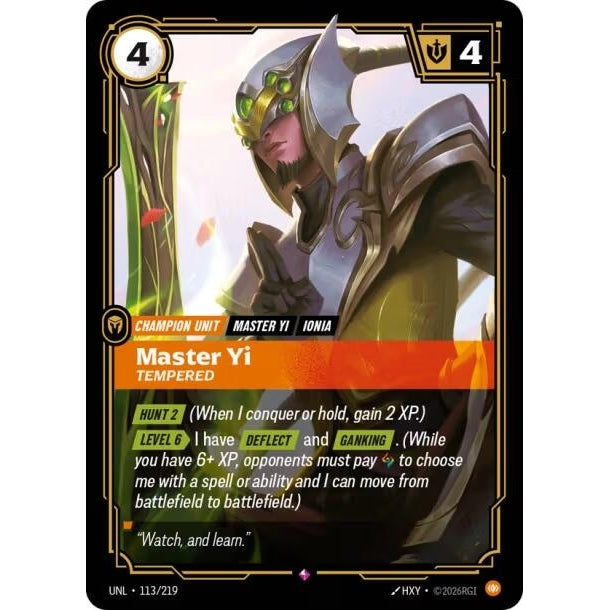 Image for Master Yi - Tempered (113/219) (Unleashed) - Riftbound: League of Legends Trading Card Game