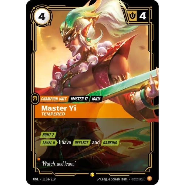 Image for Master Yi - Tempered (Alternate Art) (113a/219) (Unleashed) - Riftbound: League of Legends Trading Card Game