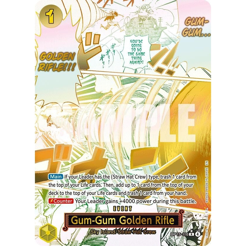 Gum-Gum Golden Rifle (Alternate Art) (OP15-116) (Adventure on Kami's Island) - PokéBox Australia