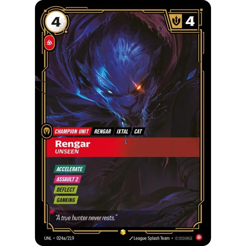 Image for Rengar - Unseen (Alternate Art) (024a/219) (Unleashed) - Riftbound: League of Legends Trading Card Game