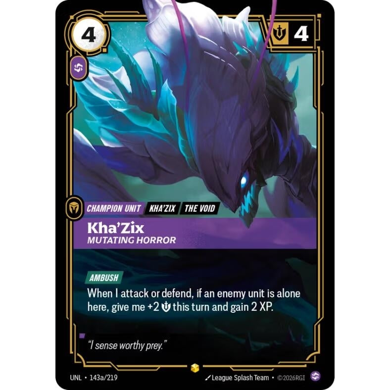 Image for Kha'Zix - Mutating Horror (Alternate Art) (143a/219) (Unleashed) - Riftbound: League of Legends Trading Card Game