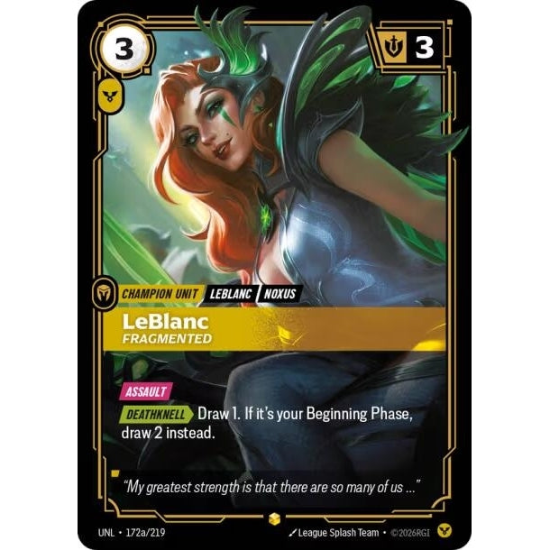 Image for LeBlanc - Fragmented (Alternate Art) (172a/219) (Unleashed) - Riftbound: League of Legends Trading Card Game